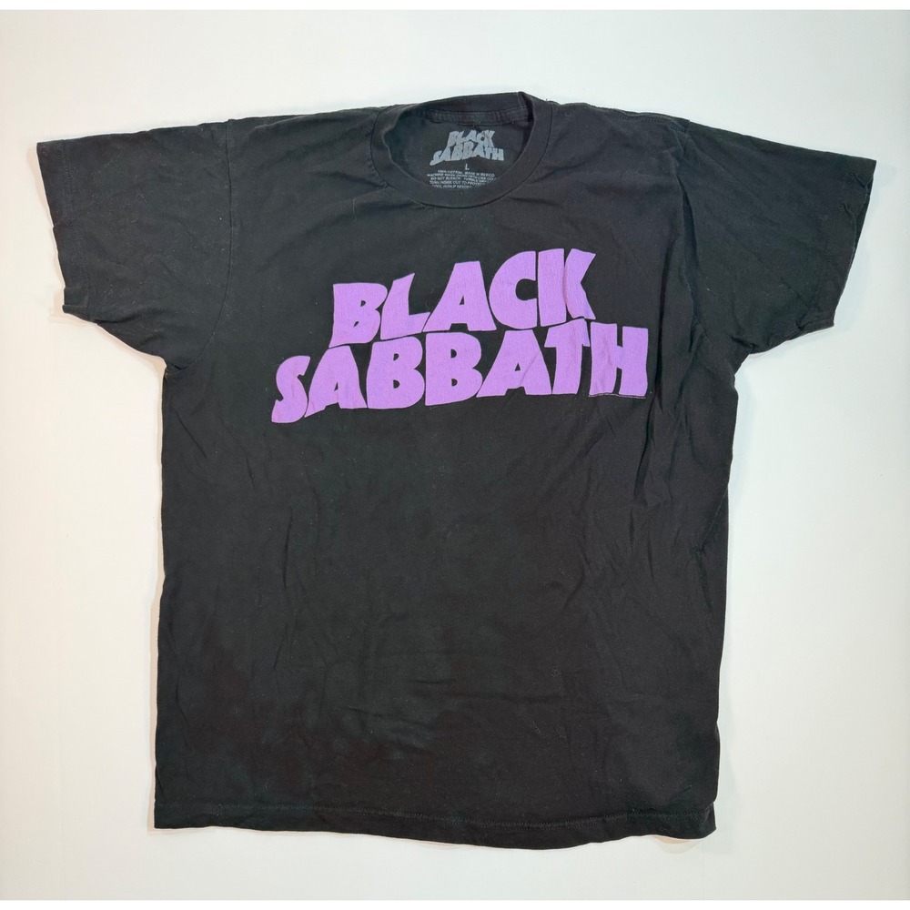 Black Sabbath Band T-Shirt Mens Large Black Purple Logo Graphic Tee Cotton